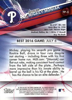 2017 Bowman's Best - Top Prospects Purple Refractor #TP-3 Mickey Moniak Back