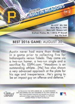 2017 Bowman's Best - Top Prospects Blue Refractor #TP-2 Austin Meadows Back