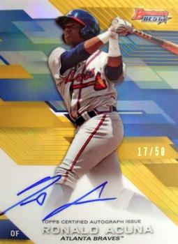 2017 Bowman's Best - Best of 2017 Autographs Gold Refractor #B17-RA Ronald Acuna Front