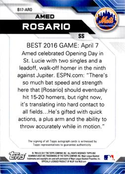 2017 Bowman's Best - Best of 2017 Autographs Atomic Refractor #B17-ARO Amed Rosario Back