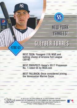 2017 Bowman's Best - 1997 Best Cuts #97BC-GT Gleyber Torres Back