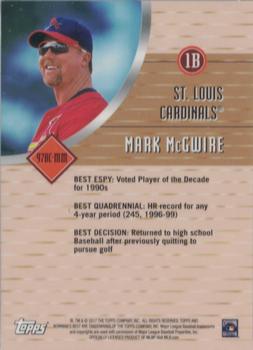 2017 Bowman's Best - 1997 Best Cuts Gold Refractor #97BC-MM Mark McGwire Back