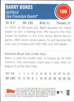 2003 Bazooka #100 Barry Bonds Back