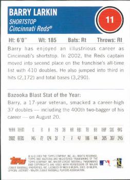 2003 Bazooka #11 Barry Larkin Back