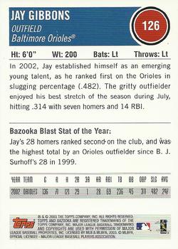 2003 Bazooka #126 Jay Gibbons Back