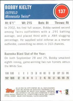 2003 Bazooka #137 Bobby Kielty Back