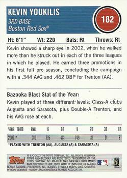 2003 Bazooka #182 Kevin Youkilis Back