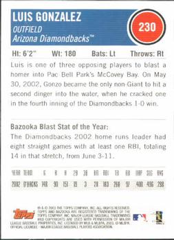 2003 Bazooka #230 Luis Gonzalez Back