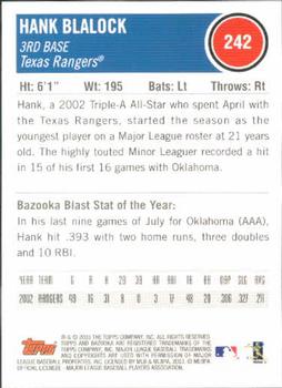 2003 Bazooka #242 Hank Blalock Back