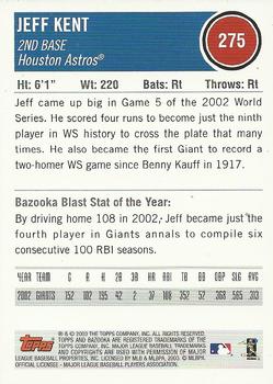 2003 Bazooka #275 Jeff Kent Back