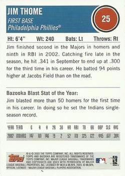 2003 Bazooka #25 Jim Thome Back