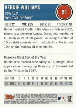 2003 Bazooka #51 Bernie Williams Back