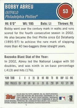 2003 Bazooka #53 Bobby Abreu Back