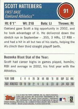 2003 Bazooka #91 Scott Hatteberg Back