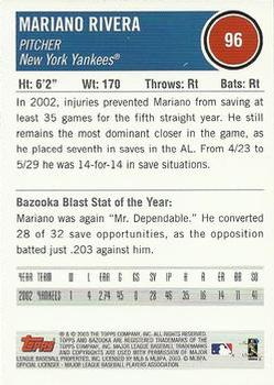 2003 Bazooka #96 Mariano Rivera Back