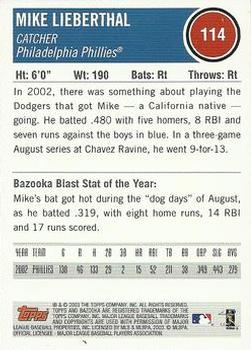 2003 Bazooka #114 Mike Lieberthal Back