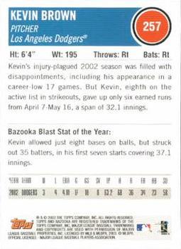 2003 Bazooka #257 Kevin Brown Back