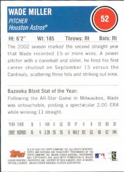 2003 Bazooka #52 Wade Miller Back