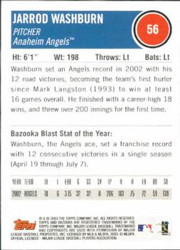 2003 Bazooka #56 Jarrod Washburn Back