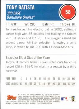 2003 Bazooka #58 Tony Batista Back