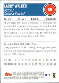 2003 Bazooka #60 Larry Walker Back