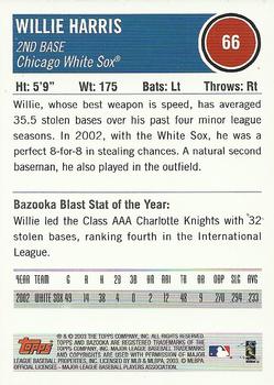 2003 Bazooka #66 Willie Harris Back