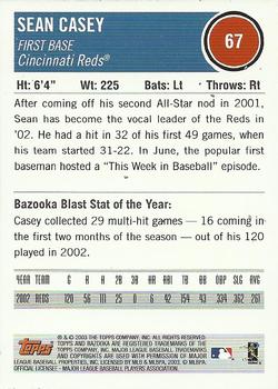 2003 Bazooka #67 Sean Casey Back