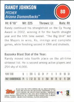 2003 Bazooka #80 Randy Johnson Back