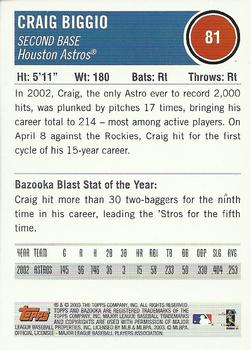 2003 Bazooka #81 Craig Biggio Back