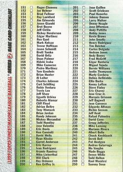 1999 Finest - Checklists #NNO Series 2 Checklist: 151-300 Front