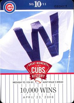 2013 Aunt Millie's Great Moments in Cubs History #10 10,000 Wins Front