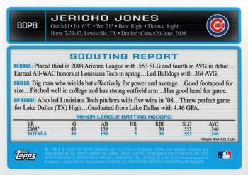 2009 Bowman - Chrome Prospects #BCP8 Jericho Jones Back