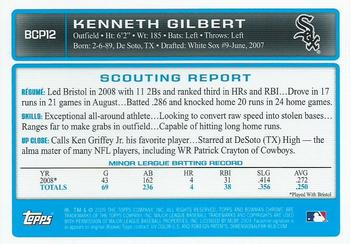2009 Bowman - Chrome Prospects #BCP12 Kenneth Gilbert Back