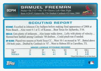 2009 Bowman - Chrome Prospects #BCP14 Samuel Freeman Back