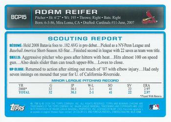 2009 Bowman - Chrome Prospects #BCP15 Adam Reifer Back