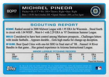 2009 Bowman - Chrome Prospects #BCP17 Michael Pineda Back