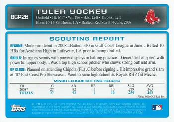 2009 Bowman - Chrome Prospects #BCP26 Tyler Yockey Back