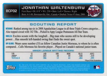 2009 Bowman - Chrome Prospects #BCP32 Jonathan Waltenbury Back