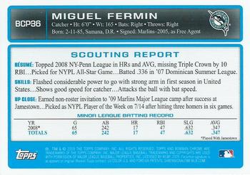 2009 Bowman - Chrome Prospects #BCP36 Miguel Fermin Back