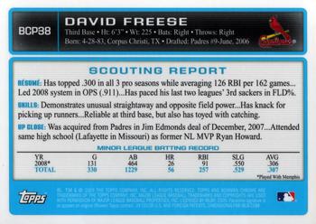 2009 Bowman - Chrome Prospects #BCP38 David Freese Back