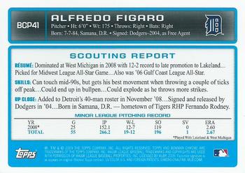 2009 Bowman - Chrome Prospects #BCP41 Alfredo Figaro Back
