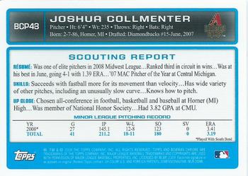 2009 Bowman - Chrome Prospects #BCP43 Joshua Collmenter Back