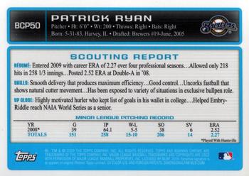 2009 Bowman - Chrome Prospects #BCP50 Patrick Ryan Back