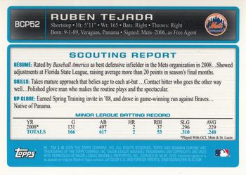 2009 Bowman - Chrome Prospects #BCP52 Ruben Tejada Back