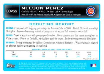 2009 Bowman - Chrome Prospects #BCP55 Nelson Perez Back