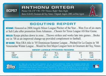 2009 Bowman - Chrome Prospects #BCP57 Anthony Ortega Back
