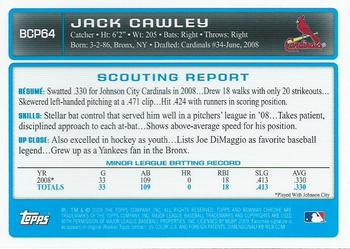 2009 Bowman - Chrome Prospects #BCP64 Jack Cawley Back