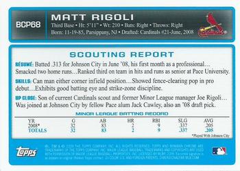 2009 Bowman - Chrome Prospects #BCP68 Matt Rigoli Back