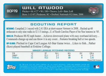 2009 Bowman - Chrome Prospects #BCP79 Will Atwood Back