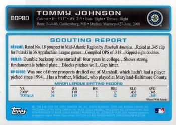 2009 Bowman - Chrome Prospects #BCP80 Tommy Johnson Back